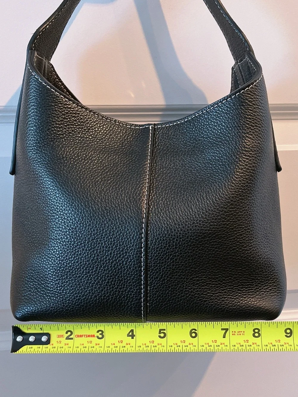 NWOT Banana Republic Luxury Italian Leather Black Pebbled Shoulder Bucket Tote